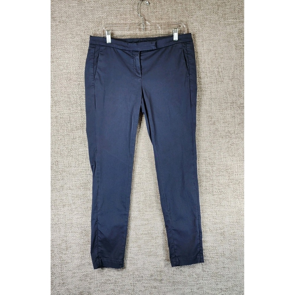 Brunello Cucinelli Chino Trouser Pants Slim Leg Ankle Womens 8 Blue Cotton Blend